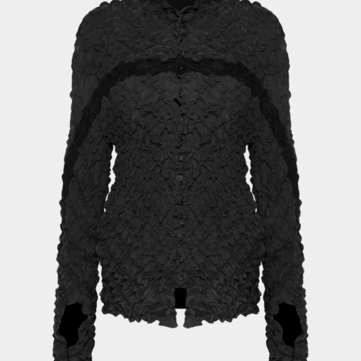 "HUG" 클래식 스모크 셔츠 (블랙)