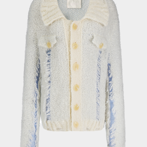 CASE 데님 스타일 니트 모헤어 재킷 (크림색) A24KOJ01C